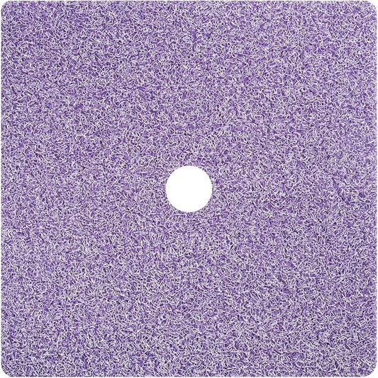 Enkosi Loofah Shower Mat with Drain Hole – Cushioned Anti-Slip Square Bath Mat for Showers, and Bathroom Floors – Textured PVC, Non Slip Safety Pad for Walk-in Stalls and Wet Areas (27x27 Purple)