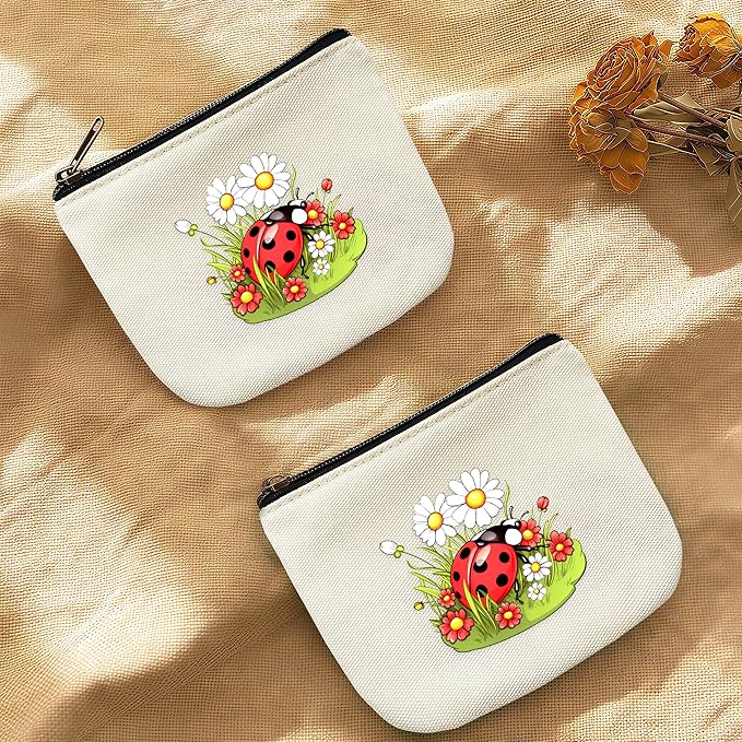 Ladybugs Coin Purse Pouch Bag Holder for Teens Girls Women Kids, Ladybugs Lovers Gifts Stuff Decor, Small Mini Purse Coin Card Key Headset Lipstick!