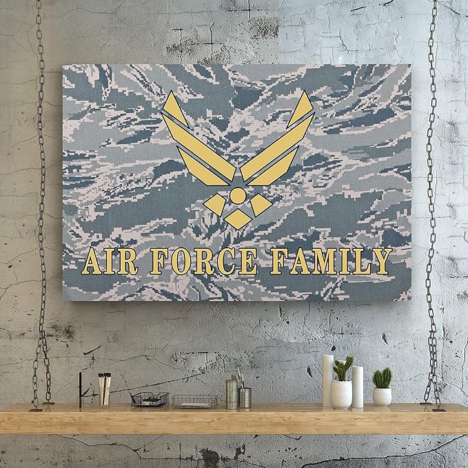 Renditions Gallery Nature Military Wall Art Home Paintings & Prints Golden Airforce Crest Modern Patriotic American Nationalist Decorations for Bedroom Office Kitchen - 16"x20" LT25
