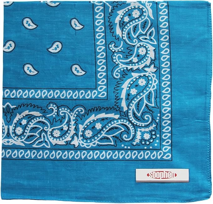 Soophen One Dozen Cowboy Bandanas 100% Cotton 22 x 22 inch