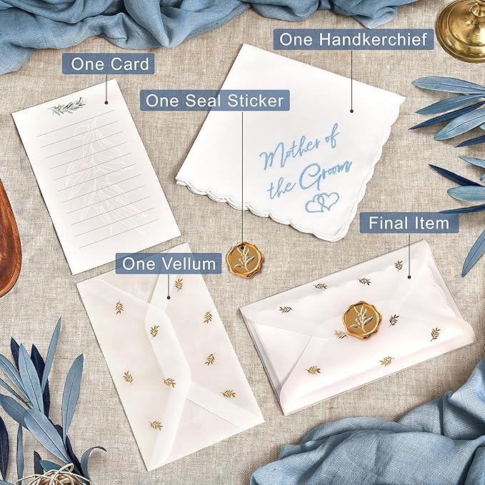 W&F GIFT Handkerchief - 12" x 12" - Something Blue for Bride on Wedding Day - Fun Gift