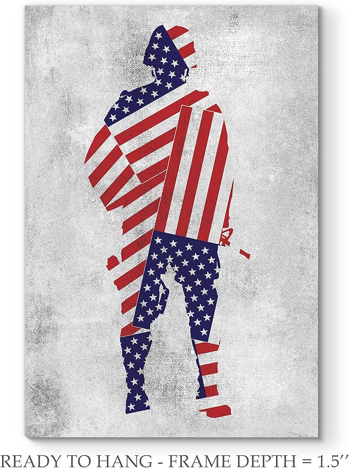 Renditions Gallery Nature Military Wall Art Home Paintings & Prints Attentive American Soldier Modern Nationalist Army Patriotic Decorations for Bedroom Office Kitchen - 36"x48" LT25