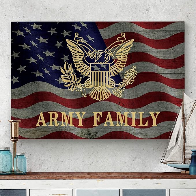 Renditions Gallery Canvas Patriotic Wall Art Modern Paintings Decorations American Army Family Glam Loyal Military Airforce Wall Hanging for Bedroom Office Kitchen Prints - 30"x40" LT25