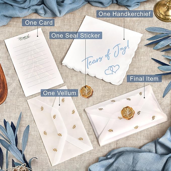 W&F GIFT Handkerchief - 12" x 12" - Something Blue for Bride on Wedding Day - Fun Gift