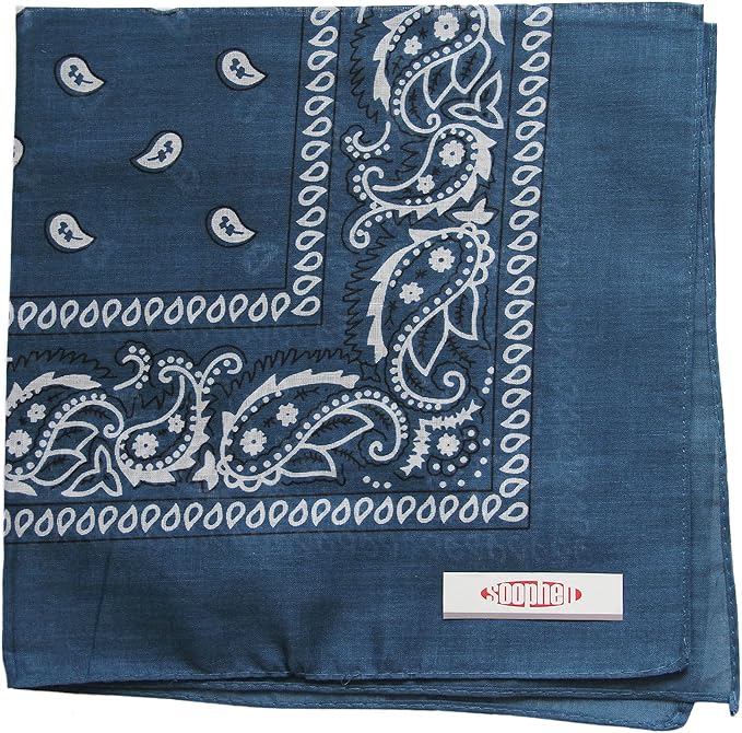 Soophen One Dozen Cowboy Bandanas 100% Cotton 22 x 22 inch