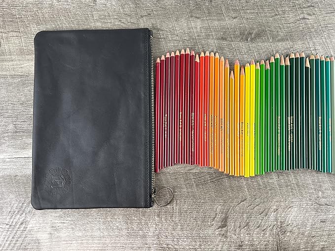 Leather Pouch with Zipper (Carbon Black, 10.5" x 7")