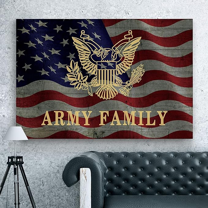 Renditions Gallery Canvas Patriotic Wall Art Modern Paintings Decorations American Army Family Glam Loyal Military Airforce Wall Hanging for Bedroom Office Kitchen Prints - 24"x32" LT25