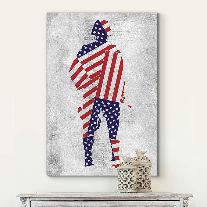 Renditions Gallery Nature Military Wall Art Home Paintings & Prints Attentive American Soldier Modern Nationalist Army Patriotic Decorations for Bedroom Office Kitchen - 36"x48" LT25