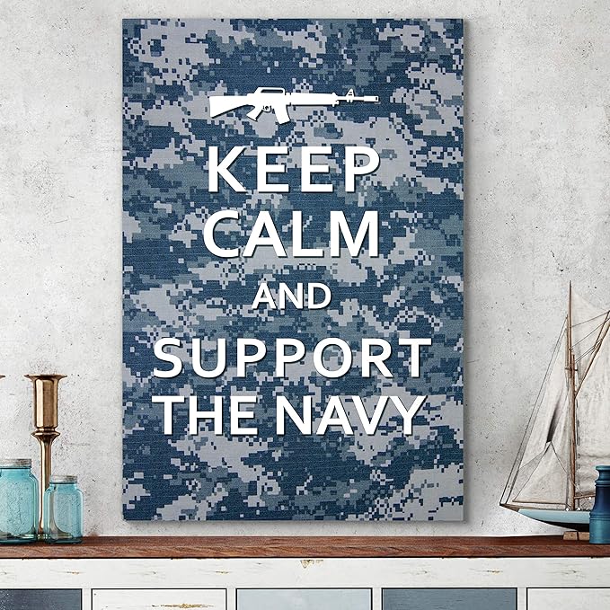 Renditions Gallery Nature Military Wall Art Home Paintings & Prints Artwork Calm Supportive Navy Glam Patriotic Motivational American Modern Decor for Bedroom Office Kitchen - 30"x40" LT25