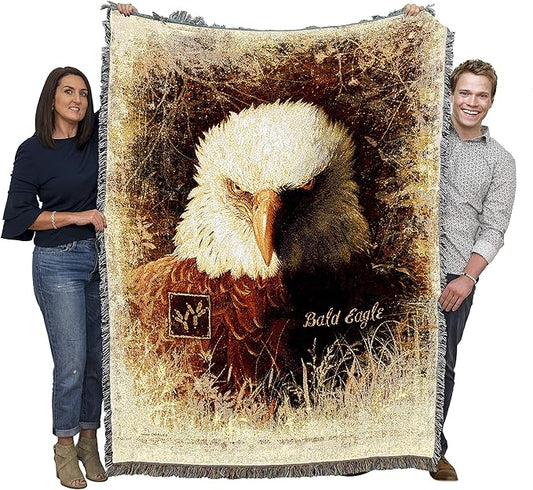 Pure Country Weavers American Bald Eagle Blanket by Greg Giordano - Wildlife Lodge Cabin Gift Tapestry Throw Woven from Cotton - Made in The USA (72x54)