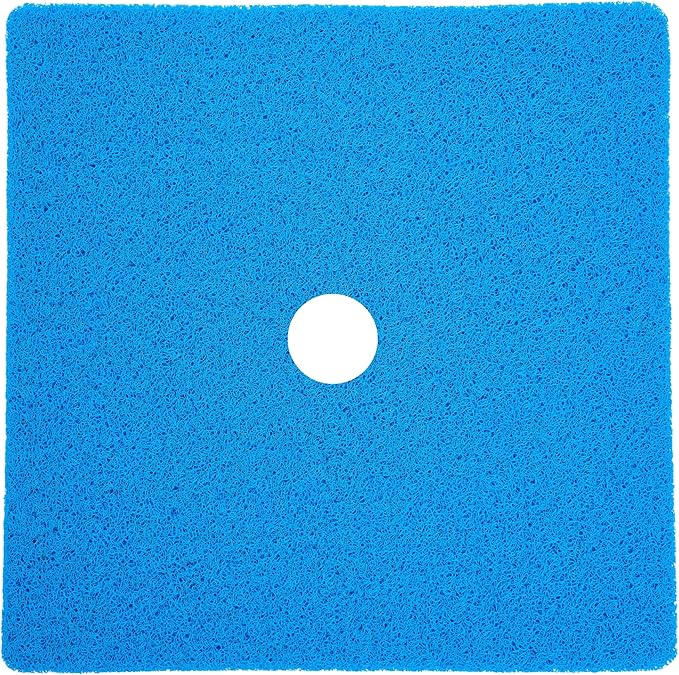 Enkosi Loofah Shower Mat with Drain Hole – Cushioned Anti-Slip Square Bath Mat for Showers, and Bathroom Floors – Textured PVC, Non Slip Safety Pad for Walk-in Stalls and Wet Areas (27x27 Blue)
