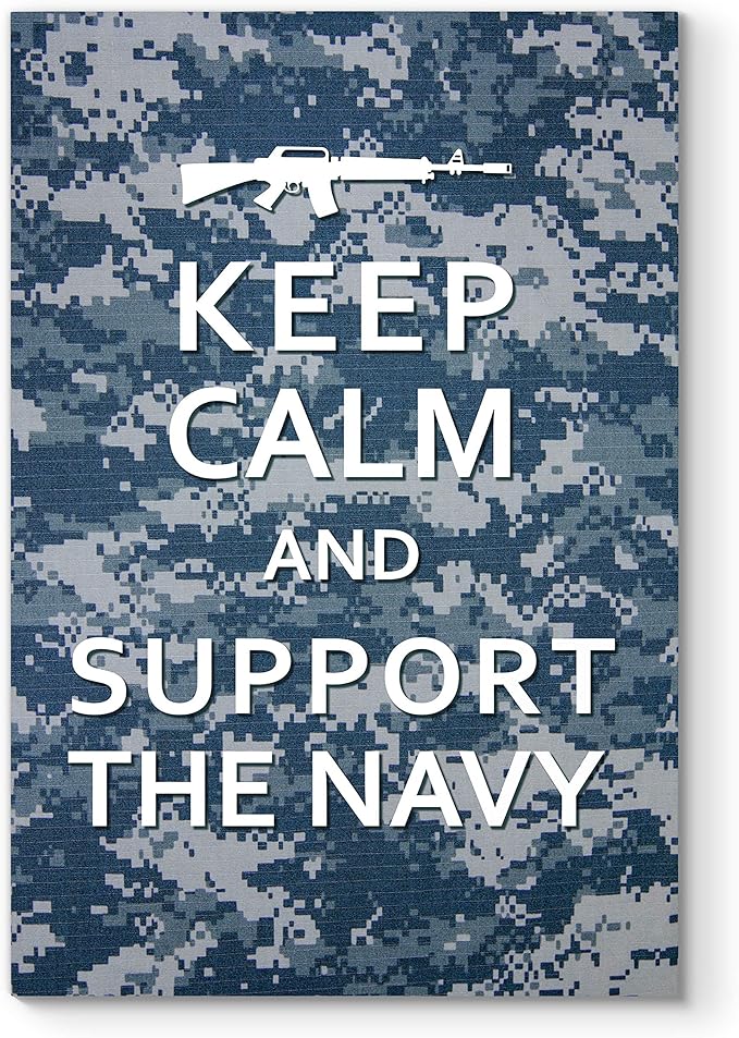 Renditions Gallery Nature Military Wall Art Home Paintings & Prints Artwork Calm Supportive Navy Glam Patriotic Motivational American Modern Decor for Bedroom Office Kitchen - 16"x20" LT25