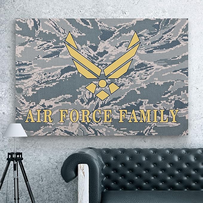 Renditions Gallery Nature Military Wall Art Home Paintings & Prints Golden Airforce Crest Modern Patriotic American Nationalist Decorations for Bedroom Office Kitchen - 24"x32" LT25