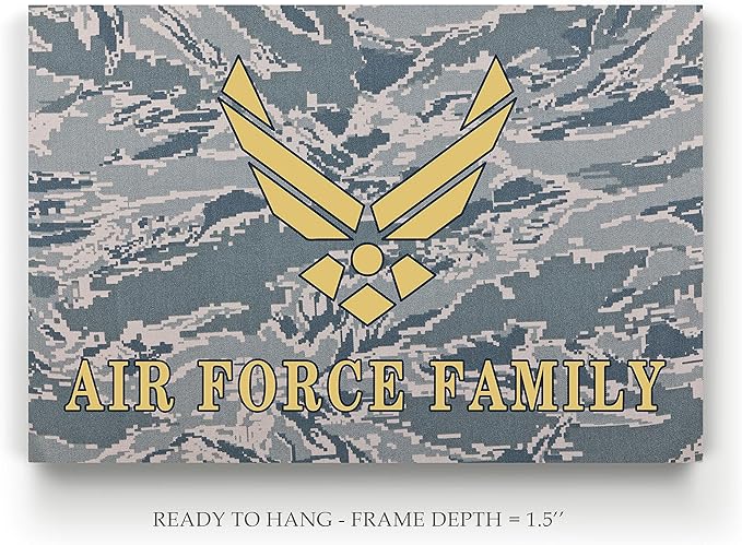 Renditions Gallery Nature Military Wall Art Home Paintings & Prints Golden Airforce Crest Modern Patriotic American Nationalist Decorations for Bedroom Office Kitchen - 16"x20" LT25
