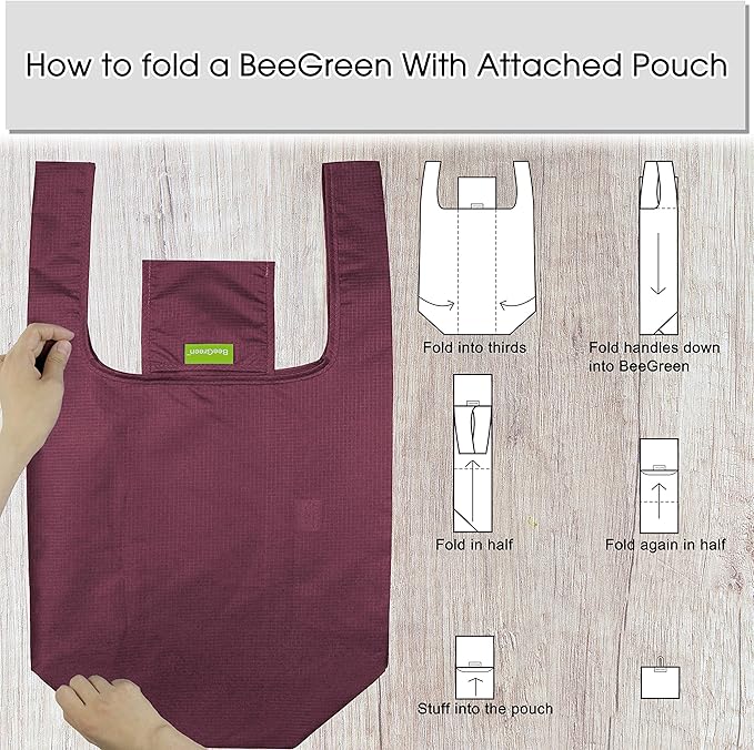 BeeGreen Pink Reusable Grocery Bags Wholesale Reusable Kitchen Bags Bulk Foldable-Machine Washable with Zipper Storage Pouch 50 Packs