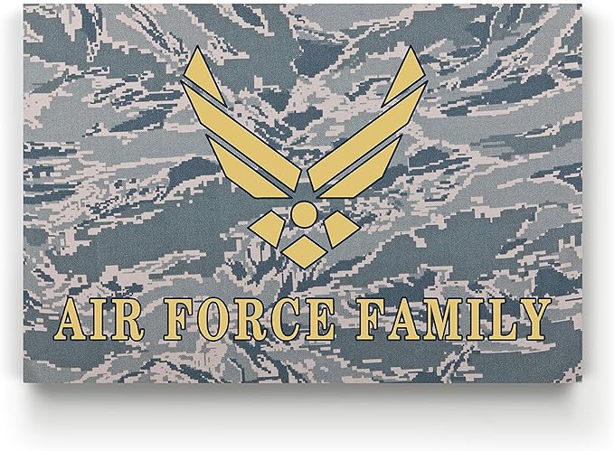 Renditions Gallery Nature Military Wall Art Home Paintings & Prints Golden Airforce Crest Modern Patriotic American Nationalist Decorations for Bedroom Office Kitchen - 16"x20" LT25