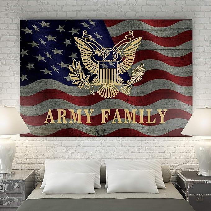Renditions Gallery Canvas Patriotic Wall Art Modern Paintings Decorations American Army Family Glam Loyal Military Airforce Wall Hanging for Bedroom Office Kitchen Prints - 24"x32" LT25
