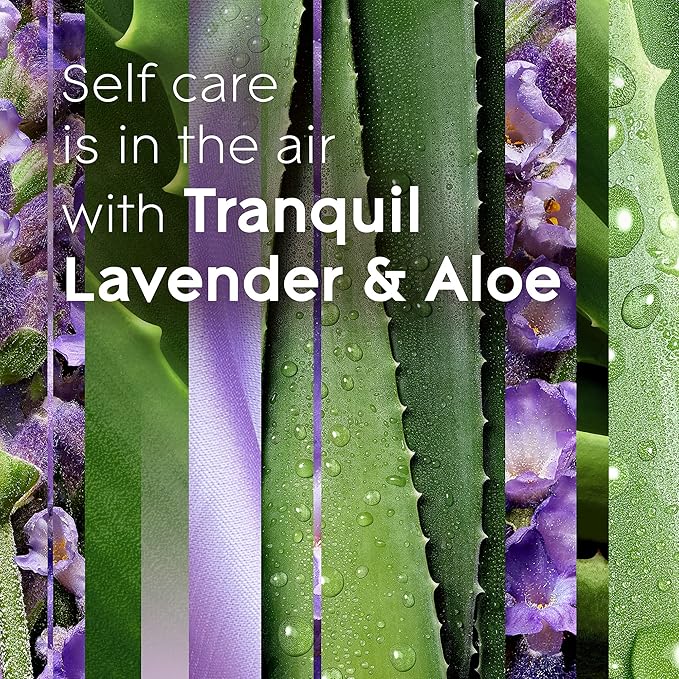 Glade PlugIns Refills Air Freshener Starter Kit, Scented and Essential Oils for Home and Bathroom, Tranquil Lavender & Aloe, 4.02 Fl Oz, 2 Warmers + 6 Refills