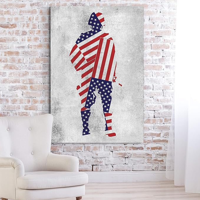 Renditions Gallery Nature Military Wall Art Home Paintings & Prints Attentive American Soldier Modern Nationalist Army Patriotic Decorations for Bedroom Office Kitchen - 30"x40" LT25