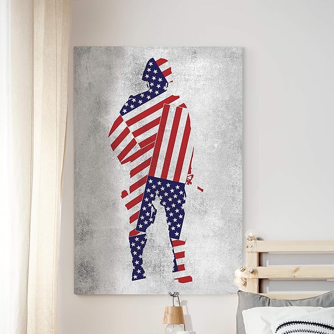 Renditions Gallery Nature Military Wall Art Home Paintings & Prints Attentive American Soldier Modern Nationalist Army Patriotic Decorations for Bedroom Office Kitchen - 24"x32" LT25