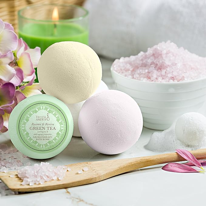 Home Spa Gift Basket Calming Relaxation Aromatherapy Bath Bombs, 6 Refreshing, Aromatic Scents to Moisturize, Revitalize, Rejuvenate Mind, Body & Soul