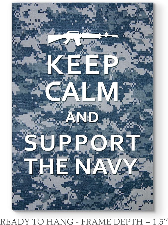Renditions Gallery Nature Military Wall Art Home Paintings & Prints Artwork Calm Supportive Navy Glam Patriotic Motivational American Modern Decor for Bedroom Office Kitchen - 16"x20" LT25