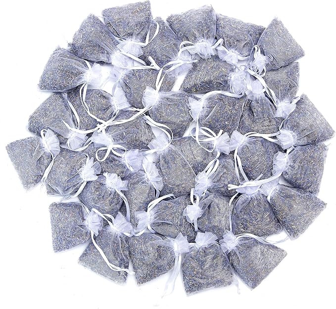 French Lavender Sachets for Drawers and Closets Fresh Scents, Set of 36, Home Fragrance Sachet for Closets and Drawers, White, LV-C-36-2