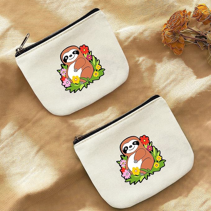 Sloth Coin Purse Pouch Bag Holder for Teens Girls Women Kids, Sloth Lovers Gifts Stuff Decor, Small Mini Purse Coin Card Key Headset Lipstick!