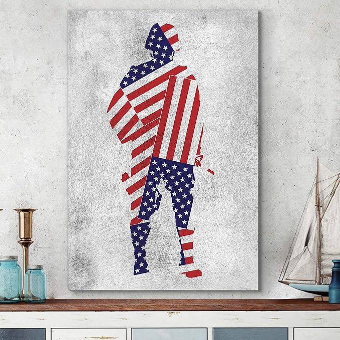 Renditions Gallery Nature Military Wall Art Home Paintings & Prints Attentive American Soldier Modern Nationalist Army Patriotic Decorations for Bedroom Office Kitchen - 24"x32" LT25