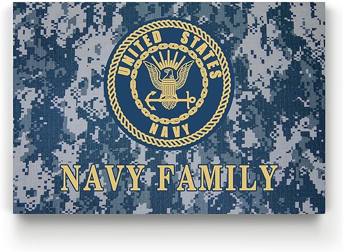 Renditions Gallery Nature Military Wall Art Home Paintings & Prints Artwork Blue Gold Navy Emblem Glam Patriotic American Canvas Decorations for Bedroom Office Kitchen - 16"x20" LT25