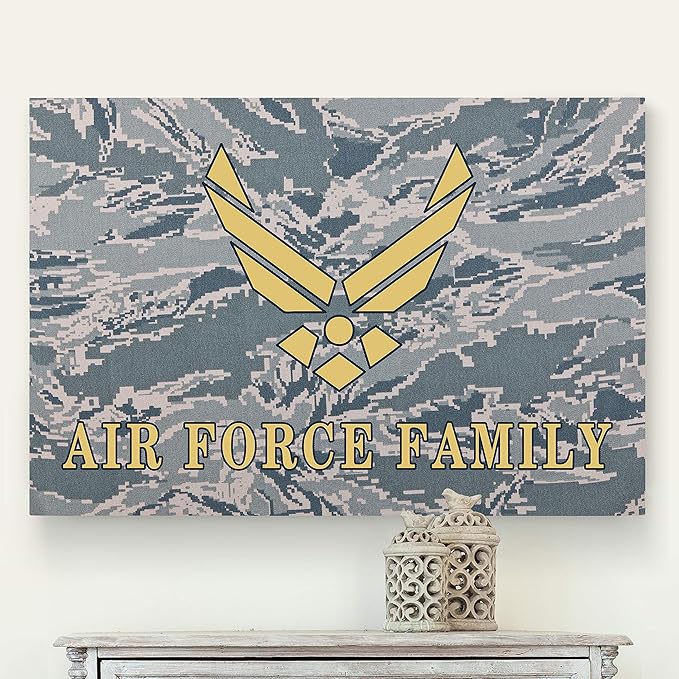 Renditions Gallery Nature Military Wall Art Home Paintings & Prints Golden Airforce Crest Modern Patriotic American Nationalist Decorations for Bedroom Office Kitchen - 16"x20" LT25