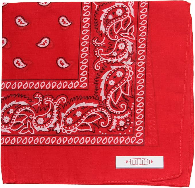 Soophen One Dozen Cowboy Bandanas 100% Cotton 22 x 22 inch