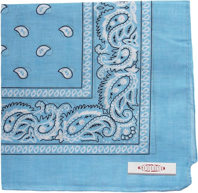 Soophen One Dozen Cowboy Bandanas 100% Cotton 22 x 22 inch