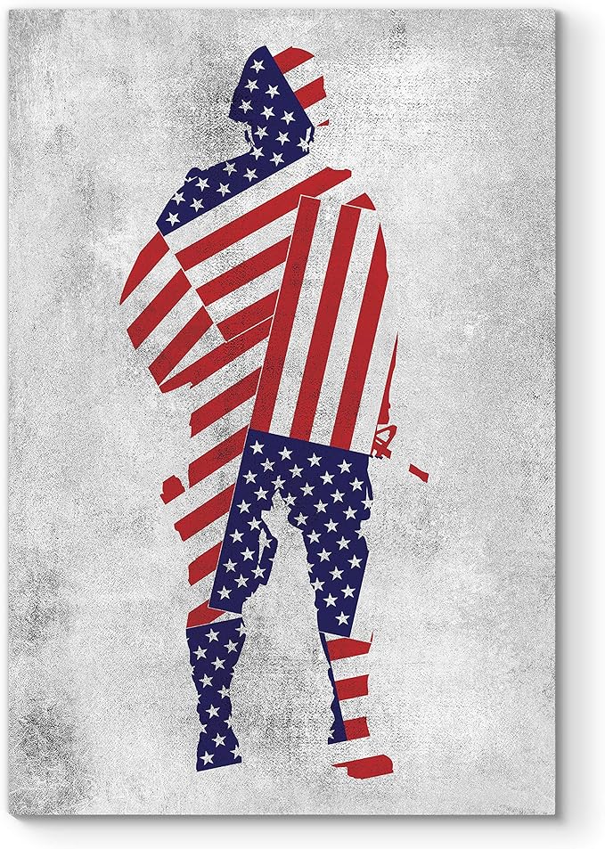 Renditions Gallery Nature Military Wall Art Home Paintings & Prints Attentive American Soldier Modern Nationalist Army Patriotic Decorations for Bedroom Office Kitchen - 36"x48" LT25