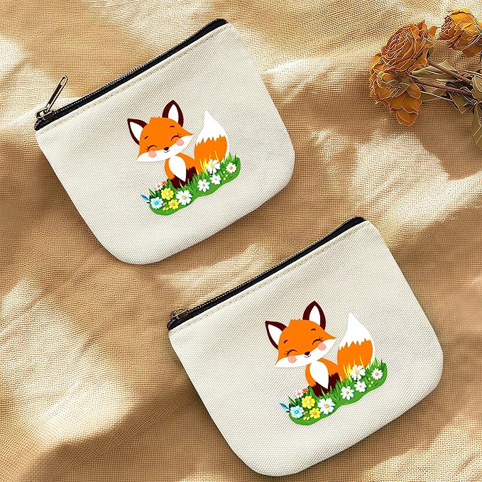 Fox Coin Purse Pouch Bag Holder for Teens Girls Women Kids, Animal Lovers Gifts Stuff Decor, Small Mini Purse Coin Card Key Headset Lipstick!